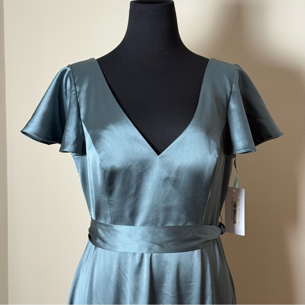 NWT Revelry Thalia Satin Dress Bridesmaid Dress Size 12 COLOR: Eucalyptus - 712 - Picture 6 of 14